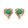 14k Yellow Gold Round Emerald Heart Earrings