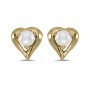 14k Yellow Gold Pearl Heart Earrings