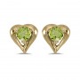 14k Yellow Gold Round Peridot Heart Earrings