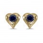 14k Yellow Gold Round Sapphire Heart Earrings