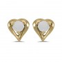 14k Yellow Gold Round Opal Heart Earrings