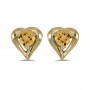 14k Yellow Gold Round Citrine Heart Earrings