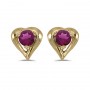 14k Yellow Gold Round Rhodolite Garnet Heart Earrings