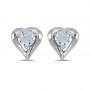 14k White Gold Round Aquamarine Heart Earrings
