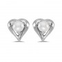 14k White Gold Pearl Heart Earrings