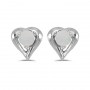 14k White Gold Round Opal Heart Earrings