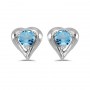 14k White Gold Round Blue Topaz Heart Earrings