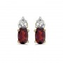 14k Yellow Gold Oval Garnet Earrings