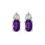 14k Yellow Gold Oval Amethyst Earrings