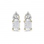 14k Yellow Gold Oval White Topaz Earrings