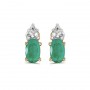 14k Yellow Gold Oval Emerald Earrings