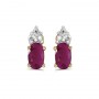 14k Yellow Gold Oval Ruby Earrings