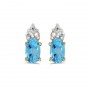 14k Yellow Gold Oval Blue Topaz Earrings