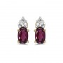 14k Yellow Gold Oval Rhodolite Garnet Earrings