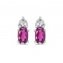 14k White Gold Oval Pink Topaz Earrings