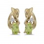 14k Yellow Gold Oval Peridot And Diamond Earrings