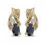 14k Yellow Gold Oval Sapphire And Diamond Earrings