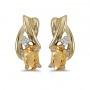 14k Yellow Gold Oval Citrine And Diamond Earrings