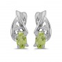 14k White Gold Oval Peridot And Diamond Earrings