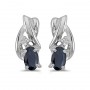 14k White Gold Oval Sapphire And Diamond Earrings