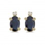 14k Yellow Gold Oval Sapphire And Diamond Earrings