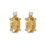 14k Yellow Gold Oval Citrine And Diamond Earrings