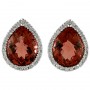 14K White Gold 9x11 mm Pear Garnet and Diamond Earrings