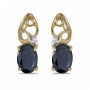 14k Yellow Gold Oval Sapphire And Diamond Earrings