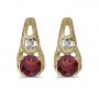 14k Yellow Gold Round Garnet And Diamond Earrings