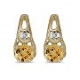 14k Yellow Gold Round Citrine And Diamond Earrings