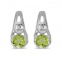 14k White Gold Round Peridot And Diamond Earrings