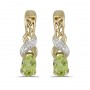 14k Yellow Gold Oval Peridot And Diamond Earrings