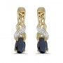 14k Yellow Gold Oval Sapphire And Diamond Earrings