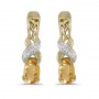 14k Yellow Gold Oval Citrine And Diamond Earrings