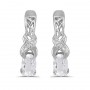 14k White Gold Oval White Topaz And Diamond Earrings
