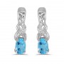 14k White Gold Oval Blue Topaz And Diamond Earrings