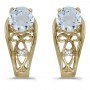 14k Yellow Gold Round Aquamarine And Diamond Earrings