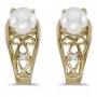 14k Yellow Gold Pearl And Diamond Earrings