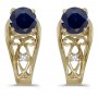 14k Yellow Gold Round Sapphire And Diamond Earrings