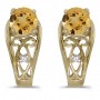 14k Yellow Gold Round Citrine And Diamond Earrings