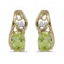 14k Yellow Gold Oval Peridot And Diamond Earrings