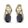 14k Yellow Gold Oval Sapphire And Diamond Earrings