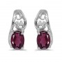 14k White Gold Oval Rhodolite Garnet And Diamond Earrings