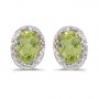 14k Yellow Gold Oval Peridot And Diamond Earrings