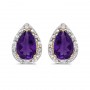 14k Yellow Gold Pear Amethyst And Diamond Earrings