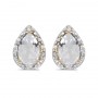 14k Yellow Gold Pear White Topaz And Diamond Earrings