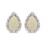 14k Yellow Gold Pear Opal And Diamond Earrings