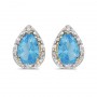 14k Yellow Gold Pear Blue Topaz And Diamond Earrings