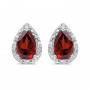 14k White Gold Pear Garnet And Diamond Earrings