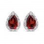 14k White Gold Pear Garnet And Diamond Earrings